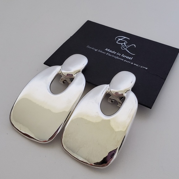 E&L Israel Sterling Silver Electroform Drop Earrings